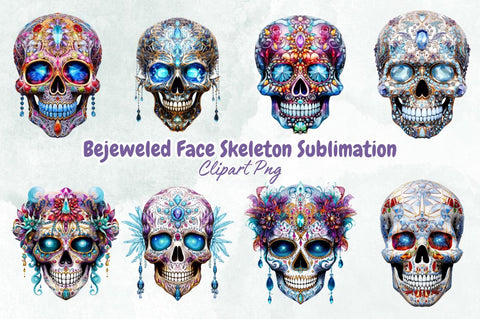 Bejeweled Face Skeleton Sublimation Bundle Sublimation Designangry 
