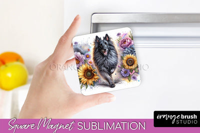 Belgian Tervuren Magnet Sublimation - Dog Mom Floral Magnet PNG Design Sublimation OrangeBrushStudio 