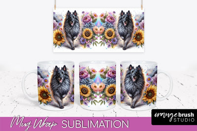Belgian Tervuren Mug Wrap - Dog Mom Floral Coffee Mug PNG Sublimation Sublimation OrangeBrushStudio 