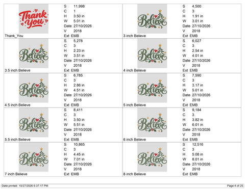 Believe Christmas Embroidery Design – Christmas Tree Holly Berry Holiday Script Machine Embroidery File Embroidery/Applique DESIGNS PatternFeed8 