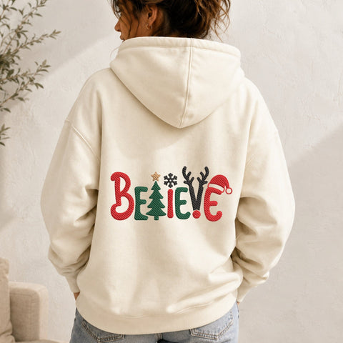 Believe Christmas Embroidery Design – Christmas Tree Reindeer Santa Hat Machine Embroidery File, Holiday Believe Design Embroidery/Applique DESIGNS PatternFeed8 