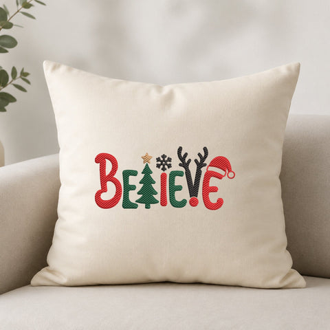 Believe Christmas Embroidery Design – Christmas Tree Reindeer Santa Hat Machine Embroidery File, Holiday Believe Design Embroidery/Applique DESIGNS PatternFeed8 