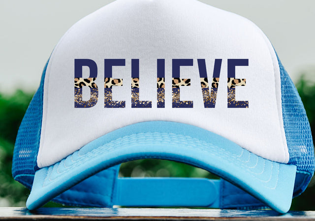 Believe Christmas Leopard PNG | Navy Glitter Design | Faith Holiday Typography Sublimation Sublimation Print Perfect Design Shop 