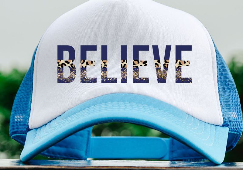 Believe Christmas Leopard PNG | Navy Glitter Design | Faith Holiday Typography Sublimation Sublimation Print Perfect Design Shop 