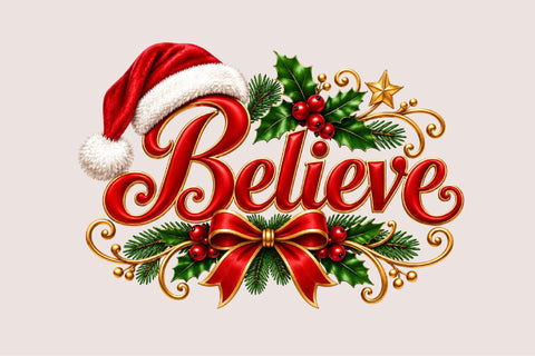 Believe Christmas PNG Design, Christmas Sublimation SVGArt 