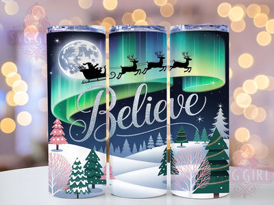 Believe Christmas Spirit Tumbler, Ready To Press Sublimation Design, Holiday Print Transfer Art, 20oz Festive Tumbler, Whimsical Believe Mug, Inspirational Holiday Cup, Christmas Spirit Wrap Sublimation SvggirlplusArt 