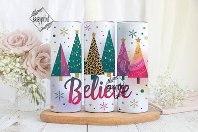 Believe Christmas Tumbler Wrap Sublimation sassyprint 