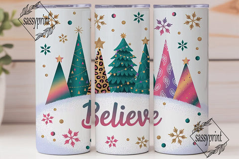 Believe Christmas Tumbler Wrap Sublimation sassyprint 
