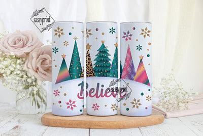 Believe Christmas Tumbler Wrap Sublimation sassyprint 