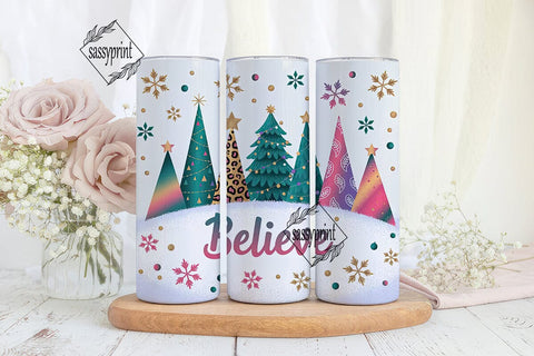 Believe Christmas Tumbler Wrap Sublimation sassyprint 