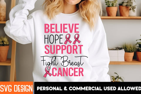 Believe Hope Support Fight Breast Cancer SVG Cut File,Breast Cancer SVG Bundle,Awareness Month SVG bundle,Breast Cancer Sublimation PNG SVG BlackCatsMedia 