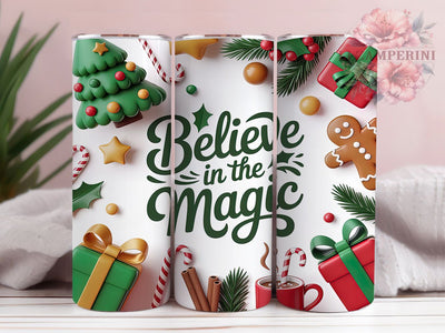 Believe in Christmas Magic Tumbler, Believe In The Magic Wrap, Holiday Sublimation Design, 20oz Christmas Tumbler, Festive Magic Art, Seasonal Holiday Mug, Whimsical Christmas Cup Sublimation Li Zamperini 