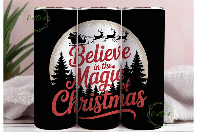 Believe in Christmas Magic Tumbler Wrap Sublimation PixelChick 