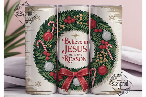 Believe In Jesus Christmas Tumbler Wrap Sublimation sassyprint 