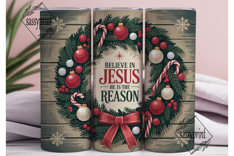 Believe In Jesus Christmas Tumbler Wrap Sublimation sassyprint 