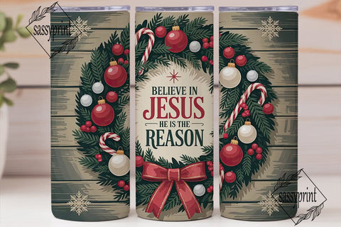 Believe In Jesus Christmas Tumbler Wrap Sublimation sassyprint 
