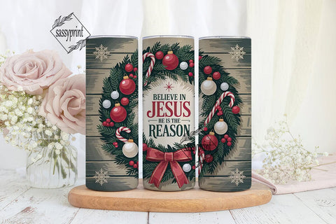Believe In Jesus Christmas Tumbler Wrap Sublimation sassyprint 