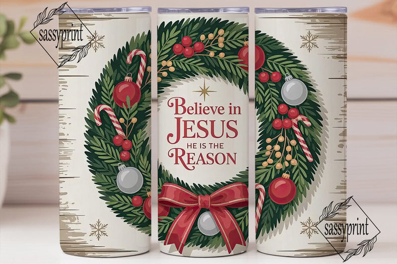 Believe In Jesus Christmas Tumbler Wrap Sublimation sassyprint 