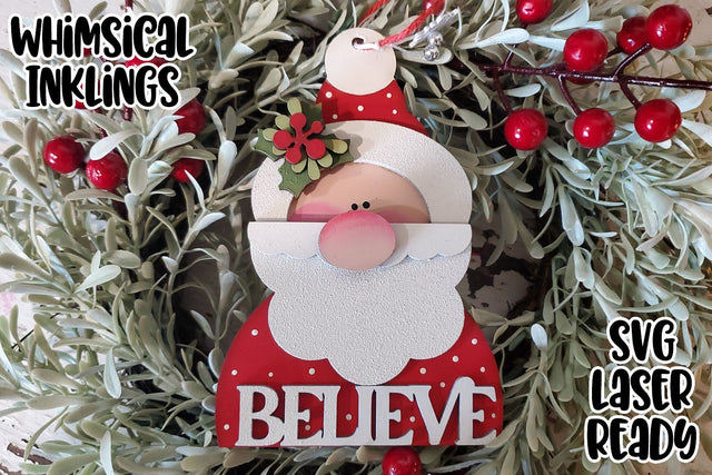 Believe In Santa Ornament Laser SVG SVG Whimsical Inklings 