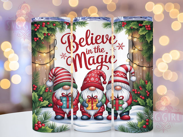 Believe in the Magic Gnome Tumbler, Believe in the Magic Sublimation Design, Festive Gnome Holiday Art, 20oz Christmas Tumbler, Whimsical Holiday Mug, Adorable Gnome Cup, Magical Christmas Wrap Sublimation SvggirlplusArt 