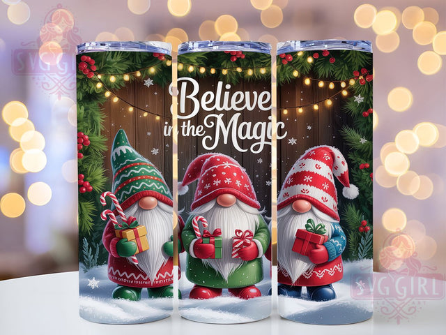 Believe in the Magic Gnome Tumbler, Believe in the Magic Sublimation Design, Festive Gnome Holiday Art, 20oz Christmas Tumbler, Whimsical Holiday Mug, Adorable Gnome Cup, Magical Christmas Wrap Sublimation SvggirlplusArt 