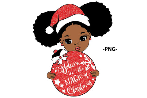 Believe in the Magic of Christmas Afro Girl | Cute Holiday Ornament SVG for Shirts, Cards, Mugs and Crafts SVG 1uniqueminute 