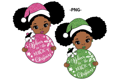 Believe in the Magic of Christmas Afro Girl | Cute Holiday Ornament SVG for Shirts, Cards, Mugs and Crafts SVG 1uniqueminute 