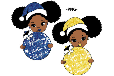Believe in the Magic of Christmas Afro Girl | Cute Holiday Ornament SVG for Shirts, Cards, Mugs and Crafts SVG 1uniqueminute 