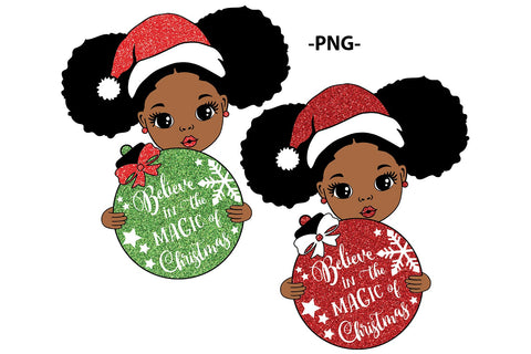 Believe in the Magic of Christmas Afro Girl | Cute Holiday Ornament SVG for Shirts, Cards, Mugs and Crafts SVG 1uniqueminute 