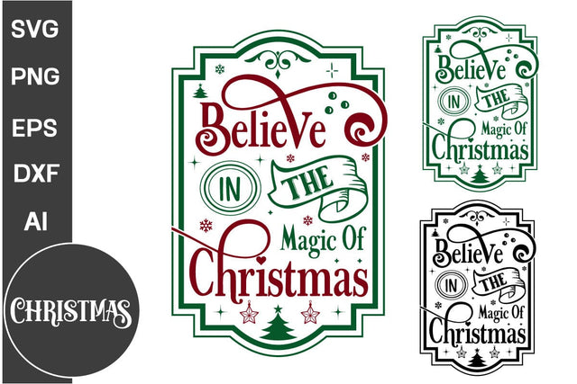 Believe In The Magic Of Christmas Round Sign SVG Design, Farmhouse Christmas Round Sign SVG Design, Christmas SVG Design, SVG Cut File, SVGs, Food & Drink, Print & Cut, Quotes and Sayings SVG DesignPlante 503 