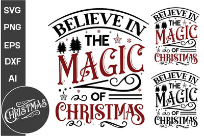 Believe In The Magic Of Christmas Round Sign SVG Design, Farmhouse Christmas Round Sign SVG Design, Christmas SVG Design SVG DesignPlante 503 