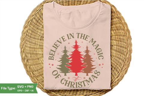 Believe In The Magic Of Christmas Round Sign SVG Design, Farmhouse Christmas Round Sign SVG Design, Christmas SVG Design, SVGs, Food & Drink, Print & Cut, Quotes and Sayings SVG DesignPlante 503 