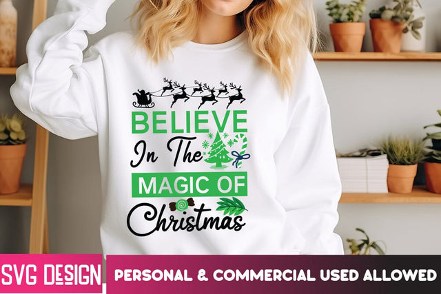 Believe in The Magic of Christmas SVG Design,Christmas SVG Cut File, Christmas SVG Quotes, Merry Christmas SVG Design, Christnmas Sublimation PNG SVG BlackCatsMedia 