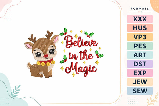 Believe in the Magic Reindeer Christmas Embroidery Design Embroidery/Applique DESIGNS sg embroidery 
