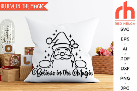 Believe in the Magic SVG, Peeping Santa DXF, Christmas Scene Cut File, Xmas Window Decor, Holiday Design Vector, Winter Theme, Santa Outline SVG RedHelgaArt 