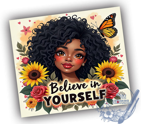 Believe in Yourself 20oz Tumbler Wrap, Positive Affirmation 20oz Tumbler, Sublimation Wrap, Motivational Tumbler, Inspirational Gift, Self-Care Gift Sublimation ToriDesigns 
