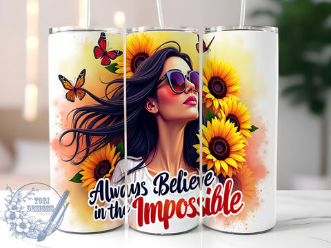 Believe in Yourself, Inspirational Tumbler, Motivational Quotes, Positive Mindset, 20oz Sublimation, Digital Tumbler Wrap, Empowering Gifts Sublimation ToriDesigns 