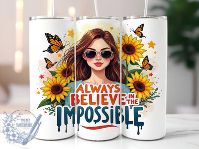 Believe in Yourself, Inspirational Tumbler, Motivational Quotes, Positive Mindset, 20oz Sublimation, Digital Tumbler Wrap, Empowering Gifts Sublimation ToriDesigns 