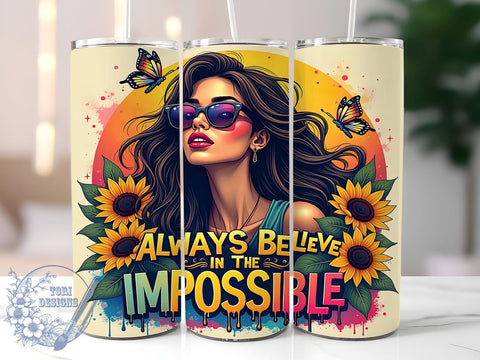 Believe in Yourself, Inspirational Tumbler, Motivational Quotes, Positive Mindset, 20oz Sublimation, Digital Tumbler Wrap, Empowering Gifts Sublimation ToriDesigns 