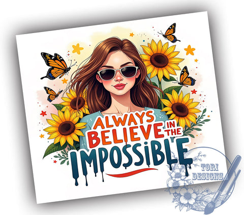 Believe in Yourself, Inspirational Tumbler, Motivational Quotes, Positive Mindset, 20oz Sublimation, Digital Tumbler Wrap, Empowering Gifts Sublimation ToriDesigns 