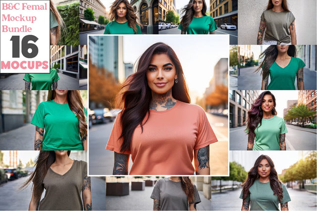 Bella Canvas 3001 Femal Mockup Bundle Mock Up Photo Creativeart88 