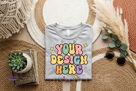 Bella Canvas 3001 T-shirt Mockup on Woven Textures Mock Up Photo Sublimatiz Designs 