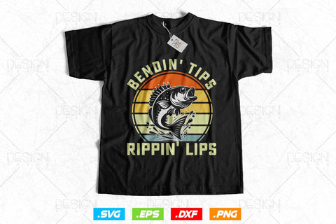 Bendin Tips Rippin Lips Fishing Svg Png, Fathers Day Svg, Fishing Rod Svg, Fisherman Gift, Fishing Pole svg, Svg Files For Cricut SVG DesignDestine 