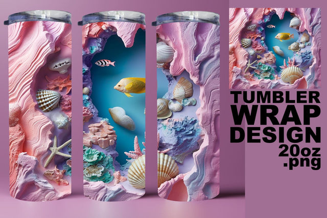 Beneath the Waves 3D Tumbler Wrap - Sublimation Sublimation afrosvg 