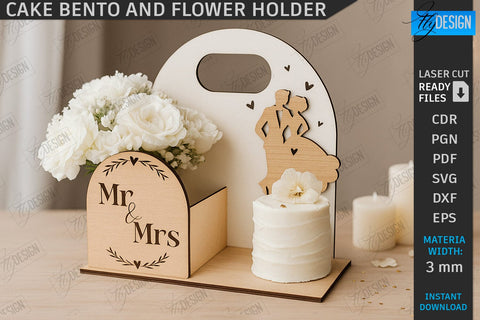 Bento Cake and Flower Holders Laser Cut Bundle | Gift Boxes | Mini Cake Boxes | Bouquet Boxes | Present | Cake Hamper Stands | Flower Boxes with Handle | CNC Files SVG Fly Design 