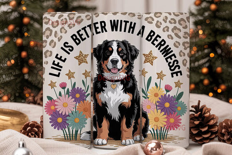 Bernese Mountain Dog 20oz Tumbler Wrap Sublimation DesignSVG 