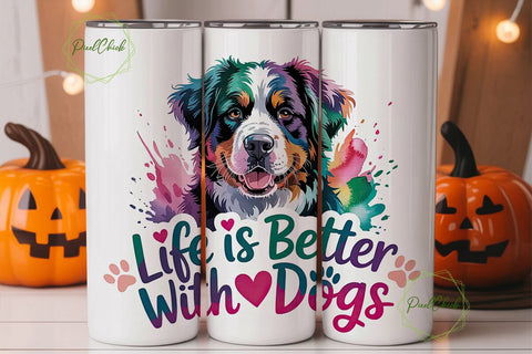 Bernese Mountain Dog 20oz Tumbler Wrap Sublimation PixelChick 
