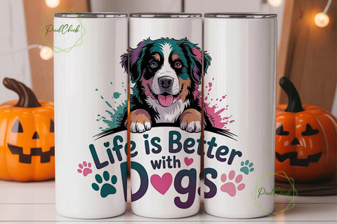 Bernese Mountain Dog 20oz Tumbler Wrap Sublimation PixelChick 