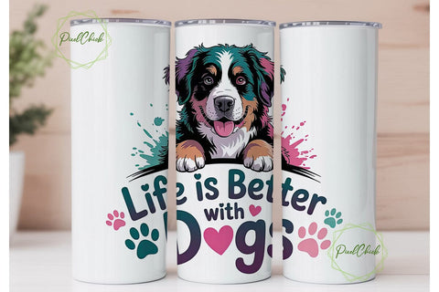 Bernese Mountain Dog 20oz Tumbler Wrap Sublimation PixelChick 