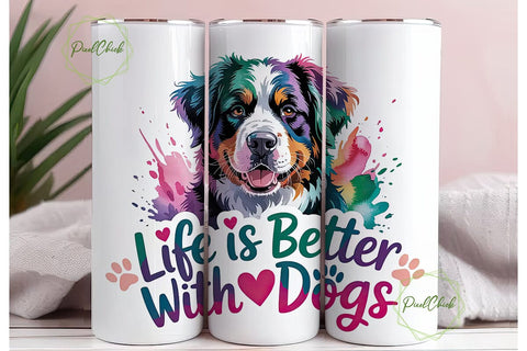 Bernese Mountain Dog 20oz Tumbler Wrap Sublimation PixelChick 